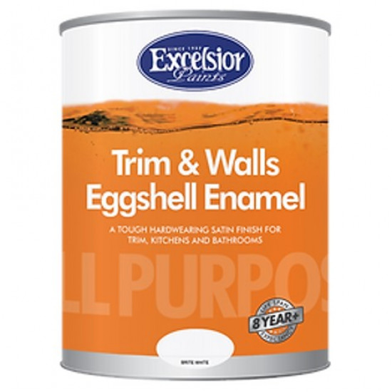 EXCELSIOR PAINT / All Purpose Trim and Walls Eggshell Enamel White Paint 20ltr / APE W 20LTR