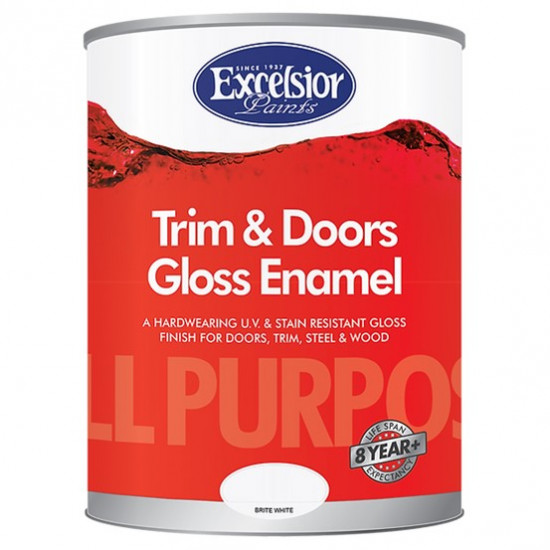 EXCELSIOR PAINT / All Purpose Trim and Doors Gloss Enamel Black Paint 1ltr / APG B 1LTR