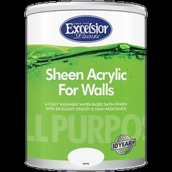 EXCELSIOR PAINT / All Purpose Sheen Acrylic for Walls Pastel Base Paint 5ltr / APS PB 5LTR