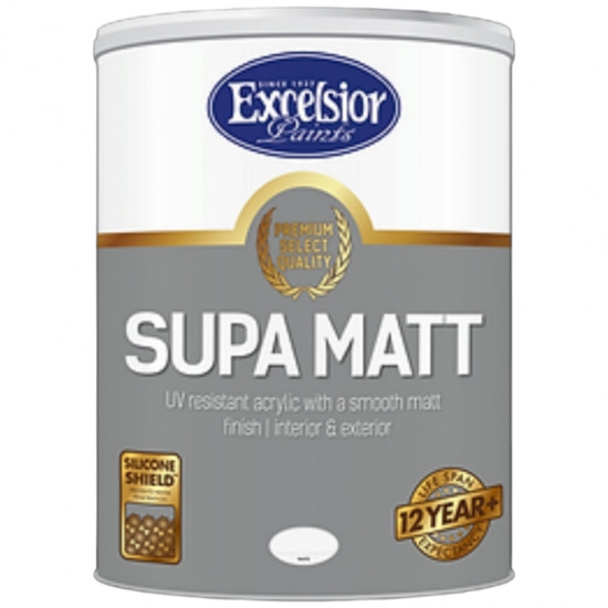 EXCELSIOR PAINT / Premium Range Supa Matt Acrylic White Paint 20ltr / CMXU WC 20LTR