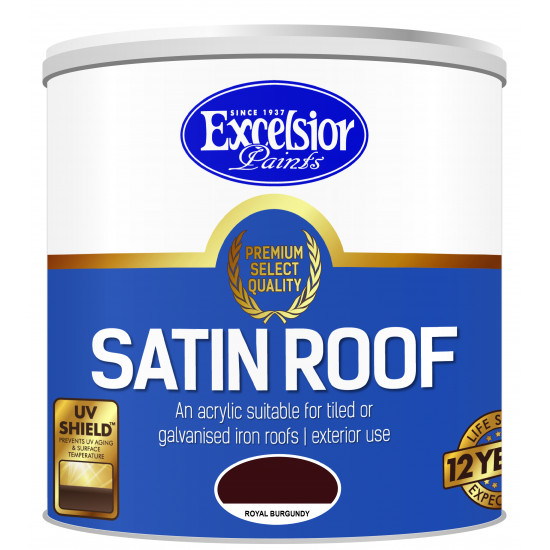 EXCELSIOR PAINT / Premium Satin Roof Acrylic Royal Burgandy Paint 20ltr / SARP RB 20LTR