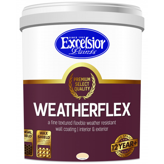 EXCELSIOR PAINT / Premium Range Weatherflex Weather Resistant Acrylic Clarens Cream Paint 20ltr / ETX CLC 20LTR