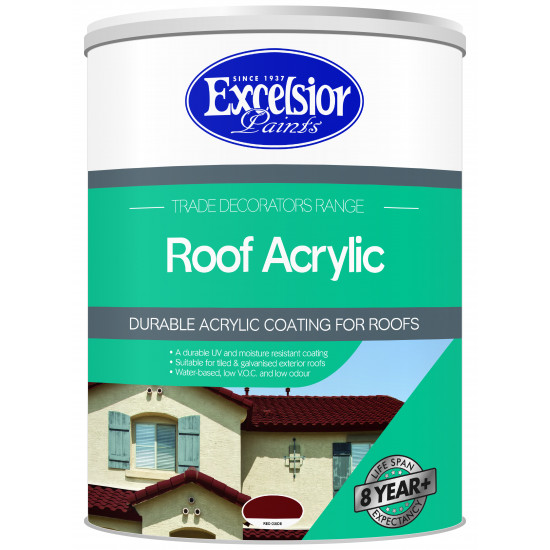 EXCELSIOR PAINT / Trade Decorators Roof Acrylic Coating Red Oxide 5ltr / TDR TR 5LTR