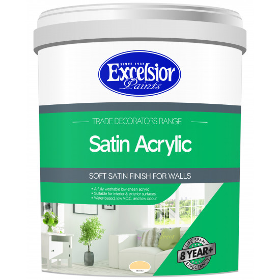 EXCELSIOR PAINT / Trade Decorators Satin Acrylic Kings Gold Wall Paint 20ltr / TDS KG 20LTR