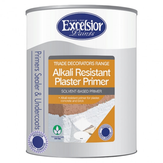 EXCELSIOR PAINT / Trade Decorators Alkali Resistant Solvent-Based Plaster Primer White 5ltr / TD PMPP 5LTR