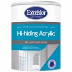 EXCELSIOR PAINT / Trade Decorators Hi-Hiding Water-Based Matt Acrylic White Paint 5ltr / TD HI HID 5LTR EXCELSIOR PAINT / Trade Decorators Hi-Hiding Water-Based Matt Acrylic White Paint 5ltr / TD HI HID 5LTR