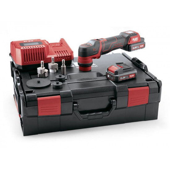 FLEX / Smart Cordless Polisher 10, 8V, Brushless, Rotary & Random Orbital Free-Running, 0.63mm, 2x 2.5Ah Battery, I-Charger & Accessories, in Carry Case /  PXE 80 10.8-EC/2.5 P-SET