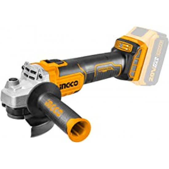 INGCO / Cordless Angle Grinder 20v, Brushless Cut-Off-Tool with 1pc Auxiliary Handle 115mm / CAGLI201158