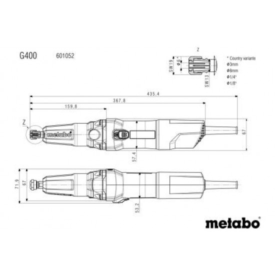 METABO / Die Grinder Long Neck 6mm 400W / G 400 (601052000)