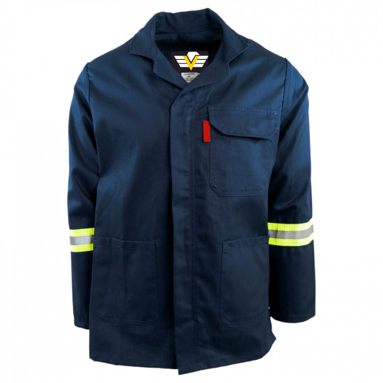 SAFETY-PPE / Premium J54 100% Cotton Conti Suit, Navy Blue, Jacket, Reflective Tape, Size 56 / 20012NBRJ56