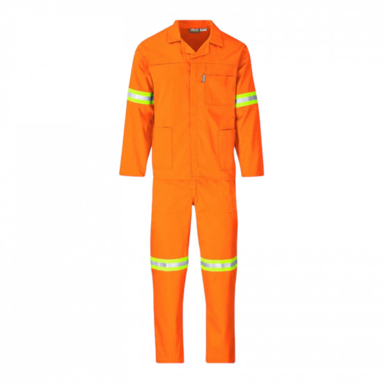 SAFETY-PPE / Polycotton Econo Conti 2-Piece Suit, Reflective Tape, Orange, Size 54 / 43010REF54OR