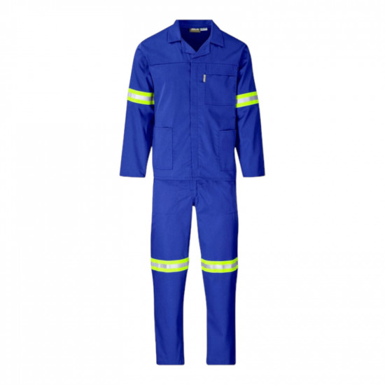 SAFETY-PPE / Polycotton Econo Conti 2-Piece Suit, Reflective Tape, Royal Blue, Size 54 / 43010REF54RB