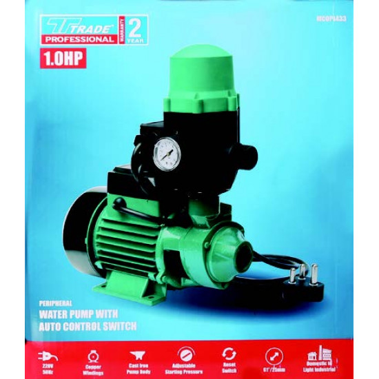 TRADE PROFESSIONAL / 0.75KW/1.0HP Peripheral Water Pump with Auto Control Switch / MCOP1433