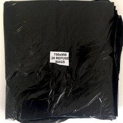 REFUSE BAGS BLACK (20'S) 750mm*950mm*30#