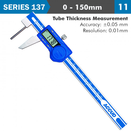 ACCUD DIGITAL TUBE THICKNESS CALIPER 0-150MM (0.01MM) ACCUD DIGITAL TUBE THICKNESS CALIPER 0-150MM (0.01MM)