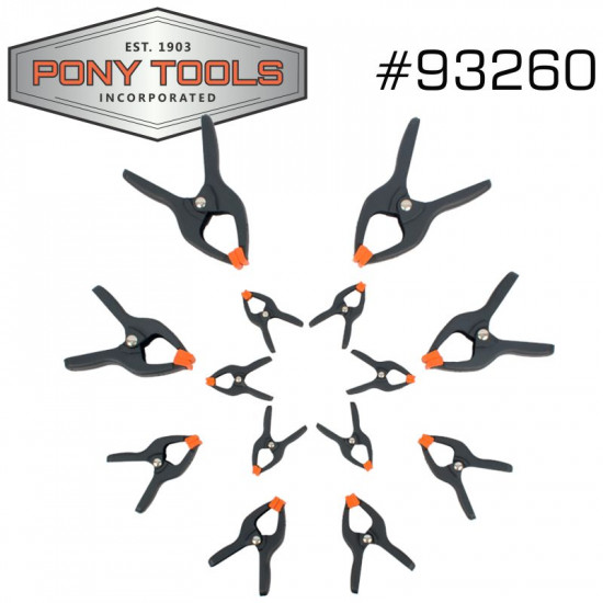 PONY 14PC SPRING CLAMP SET 6X3/4' 4X1' 2X2' 2X3' PONY 14PC SPRING CLAMP SET 6X3/4' 4X1' 2X2' 2X3'