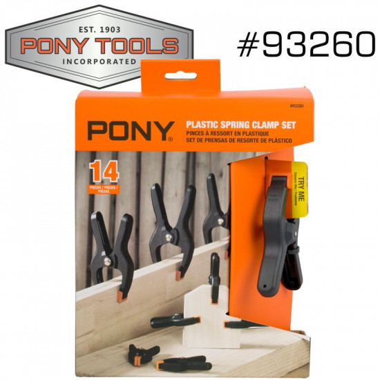PONY 14PC SPRING CLAMP SET 6X3/4' 4X1' 2X2' 2X3' PONY 14PC SPRING CLAMP SET 6X3/4' 4X1' 2X2' 2X3'