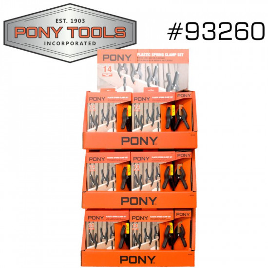 PONY 14PC SPRING CLAMP SET 6X3/4' 4X1' 2X2' 2X3' PONY 14PC SPRING CLAMP SET 6X3/4' 4X1' 2X2' 2X3'