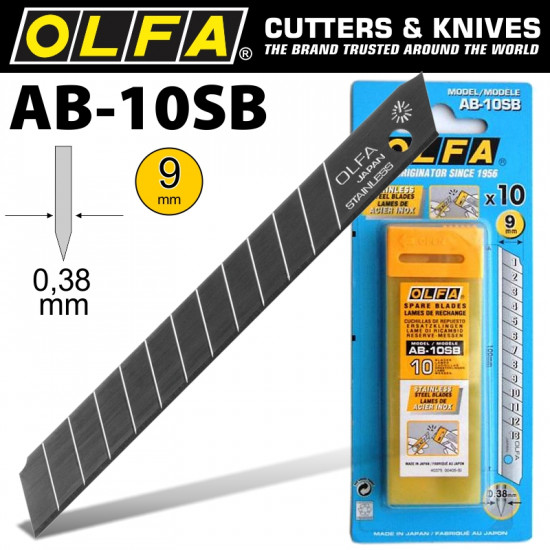 OLFA BLADES STAINLESS STEEL BULK 10/PACK 9MM OLFA BLADES STAINLESS STEEL BULK 10/PACK 9MM