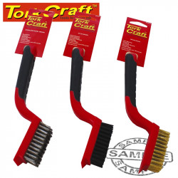 SOFT GRIP WIDE BRUSH SET BRASS STAINLESS NYLON IN BLISTER TCW