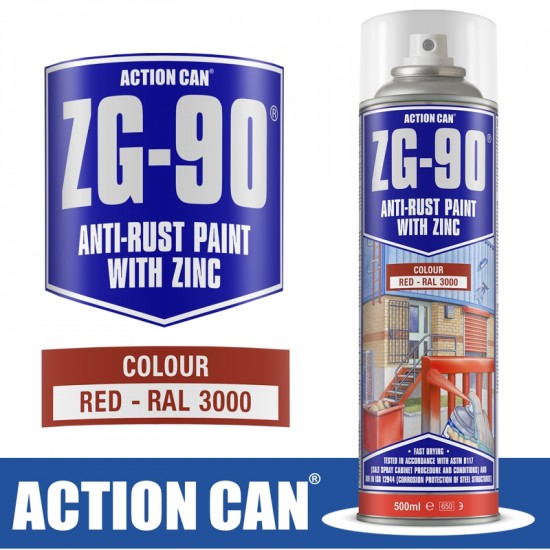 ZG-90 RED 500ML ANTI RUST SPRAY COLD ZINC GALVANISING RAPID DRY ZG-90 RED 500ML ANTI RUST SPRAY COLD ZINC GALVANISING RAPID DRY