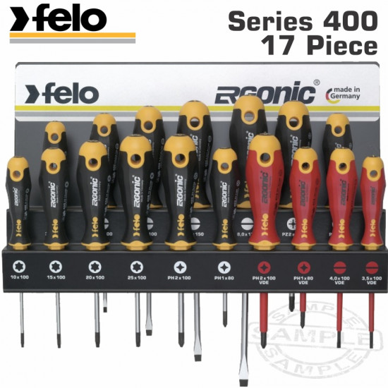 FELO 400 S/DRIVER SET 17PC ERGONIC/VDE XXL-STEEL RACK SL/PH/PZ/TX WALL FELO 400 S/DRIVER SET 17PC ERGONIC/VDE XXL-STEEL RACK SL/PH/PZ/TX WALL