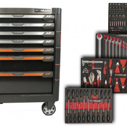 FIXMAN 7 DRAWER IND. ROLLER CABINET ON CASTORS WITH 145PC OF STOCK