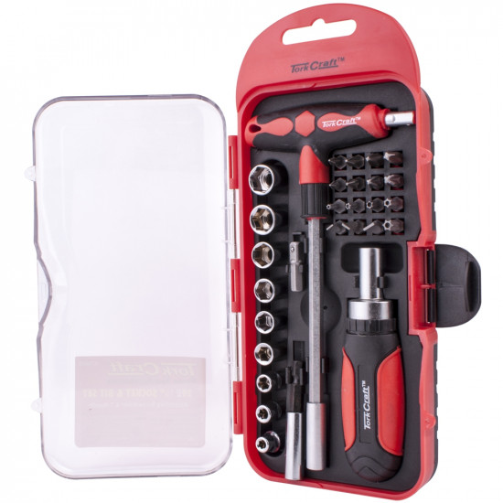 29PC RATCHETING SCREWDRIVER & THANDLE TOOL SET