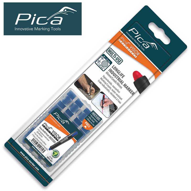 Pica 991/41 Visor Permanent Crayon Refill Blue 4/PK 5 Packs 