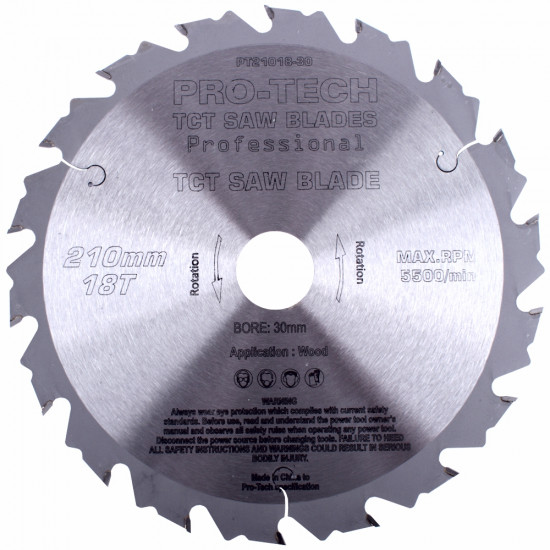 SAW BLADE TCT 210X2.4X30X18T WOOD PROF. PRO-TECH FES. TS75 SAW BLADE TCT 210X2.4X30X18T WOOD PROF. PRO-TECH FES. TS75