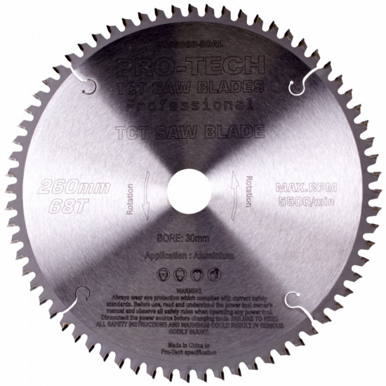 SAW BLADE TCT 260X2.4X30X68T ALUMINIUM PROF. PRO-TECH FES. KAPEX SAW BLADE TCT 260X2.4X30X68T ALUMINIUM PROF. PRO-TECH FES. KAPEX