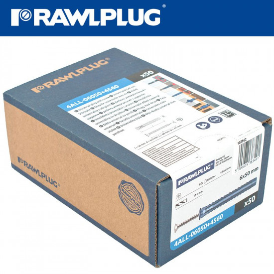 UNIVERSAL NYLON PLUG+SCREWS 6MMX50MM X50-BOX UNIVERSAL NYLON PLUG+SCREWS 6MMX50MM X50-BOX