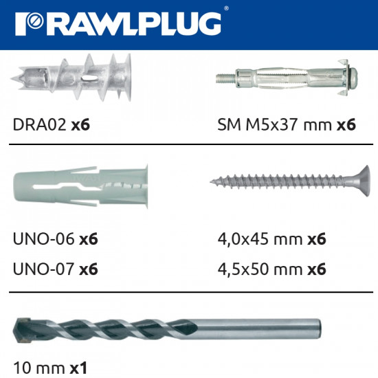 BATHROOM ACCESSORY KIT 37 PCE DRA02X6 SM05X6 UNO 6.7 WITH SCREWS BATHROOM ACCESSORY KIT 37 PCE DRA02X6 SM05X6 UNO 6.7 WITH SCREWS