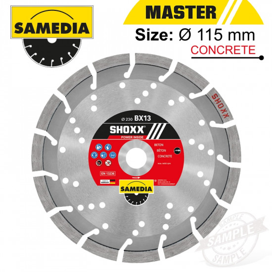 DIAMOND BLADE 115MM SEGMENTED IND REINF. CONCRETE LONG LIFE SHOXX BX13 DIAMOND BLADE 115MM SEGMENTED IND REINF. CONCRETE LONG LIFE SHOXX BX13