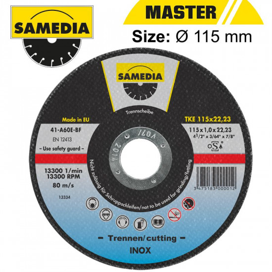 ABR CUTTING DISC 115 X 1.0 X 22.3MM OSA S/STEEL & METAL SAMEDIA