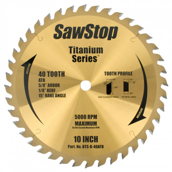 SAWSTOP 40T COMBINATION SAW BLADE TITANIUM SERIES SAWSTOP 40T COMBINATION SAW BLADE TITANIUM SERIES