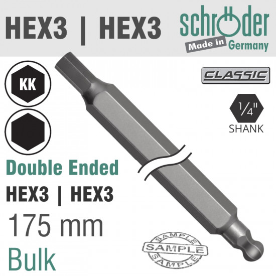 D/E HEX 3 X 3 BALL 175MM BIT D/E HEX 3 X 3 BALL 175MM BIT