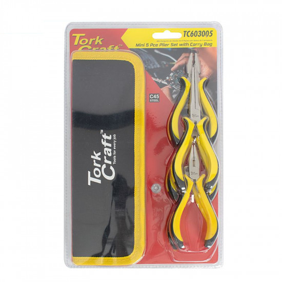 TORK CRAFT 5PC MINI PLIER SET C/W CARRY BAG TORK CRAFT 5PC MINI PLIER SET C/W CARRY BAG