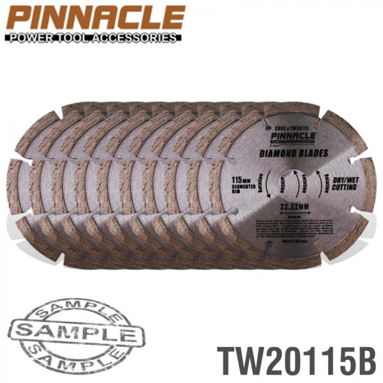 DIAMOND BLADE SEGMENTED 115MM PINNACLE BRAND X10 PACK DIAMOND BLADE SEGMENTED 115MM PINNACLE BRAND X10 PACK