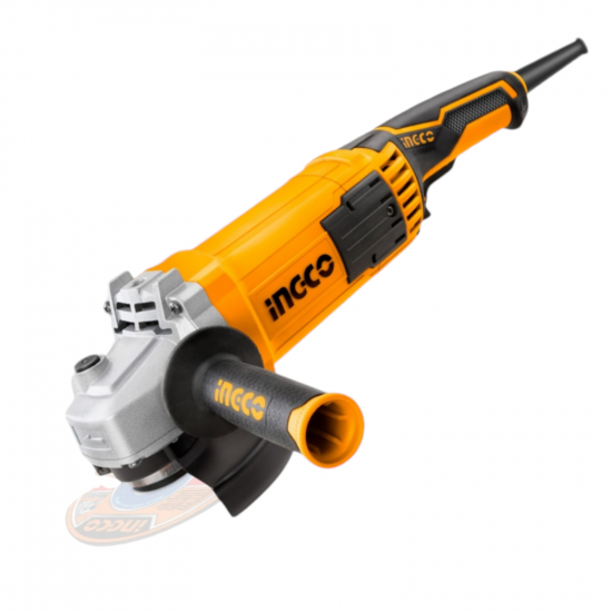 INGCO / Angle Grinder 1500 Watt, No-Load Speed 11000rpm, Disc Diameter 125mm, including 1x Auxiliary Handle, 1x Set Carbon Brushes / AG150018