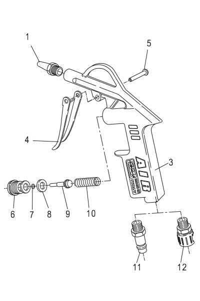 Exploded view of Air duster GAV 60A